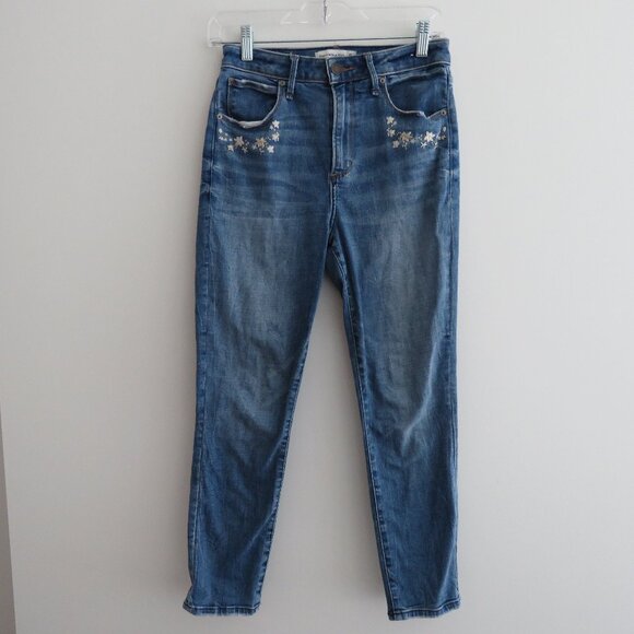 ABERCROMBIE & FITCH The Super Skinny Ankle High Rise Curve Love Embroidered Jean - Picture 2 of 12